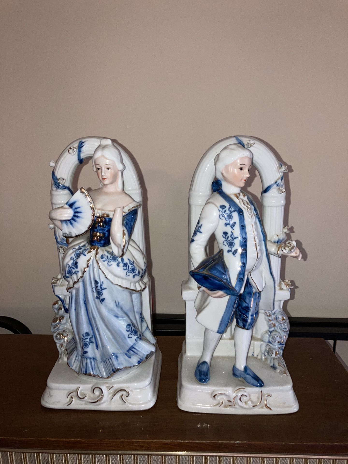 Vintage Porcelain Victorian Couple Bookends
