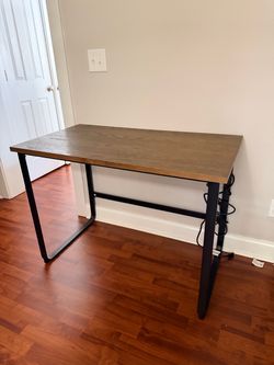 Modern Wood and Metal Desk with Built-in Power Outlet