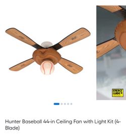 Hunter Baseball 44-in Ceiling Fan with Light Kit (4-Blade)