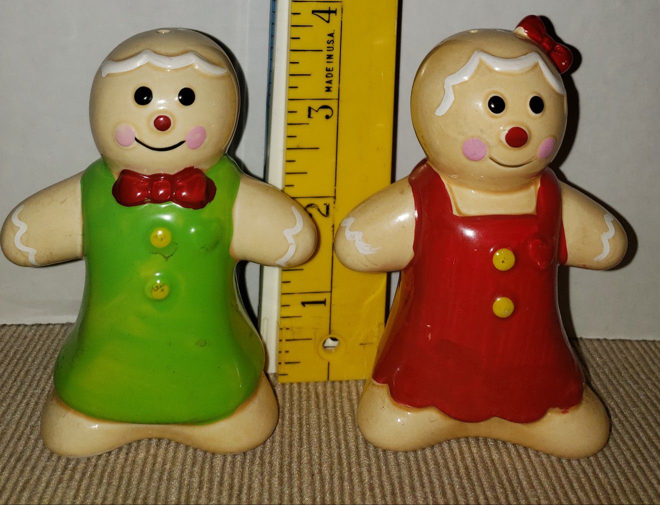 Gingerbread Boy and Girl Salt and Pepper Shakers 3.5” Holiday Christmas