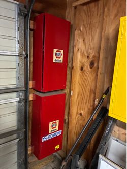 Pair of Vintage NAPA Belden Red Metal Wall Cabinets – Garage/Shop Storage
