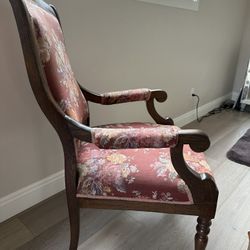 Antique Upholstered Floral Arm Chair 