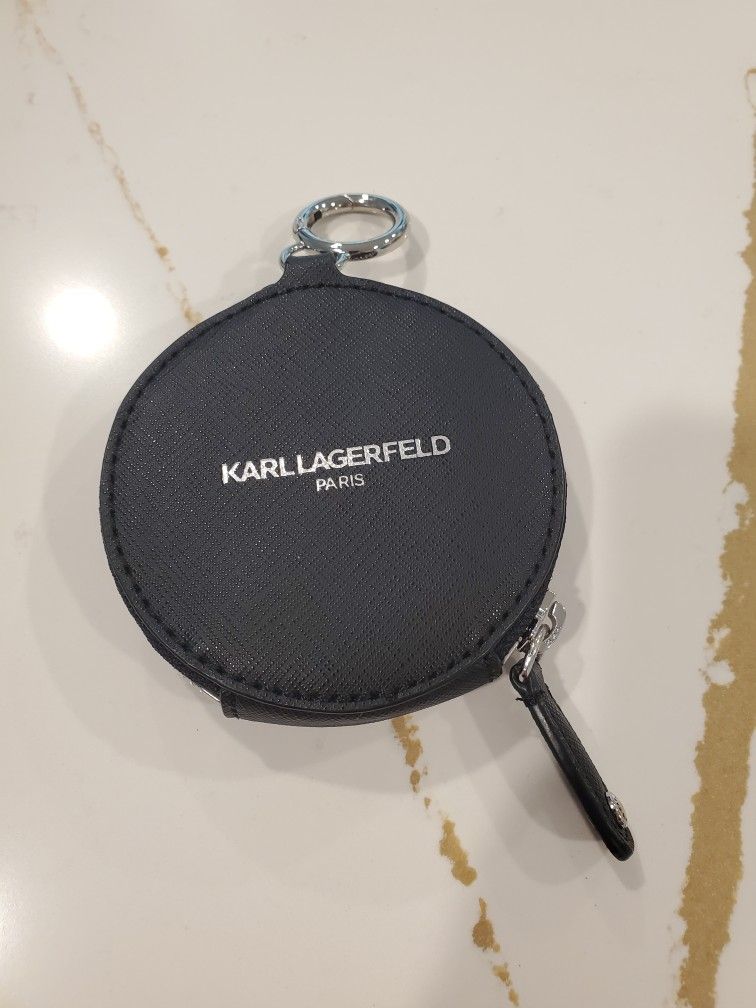 NEW NWOT Karl Lagerfeld Paris Designer Unisex Eiffel Tower Coin Purse Accessory Keychain Logo WALLET