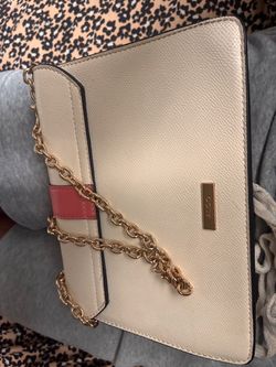 Aldo Cream Crossbody Bag with Gold Chain