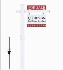 Qikdesign Vinyl PVC Real Estate Sign Post 6' Tall