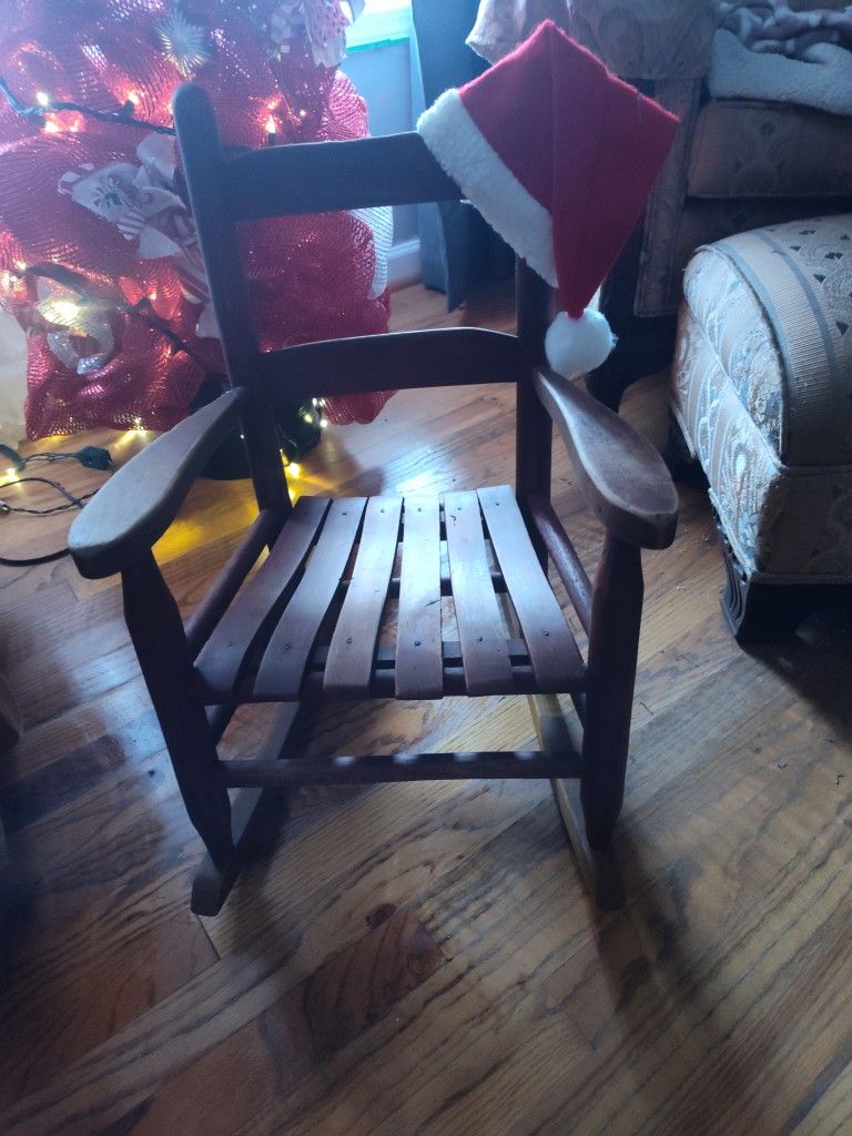 Antique Baby Rocking Chair, Red Wood