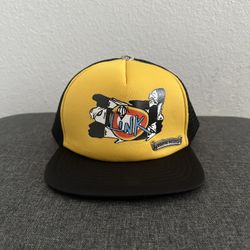 chrome black and yellow trucker hat