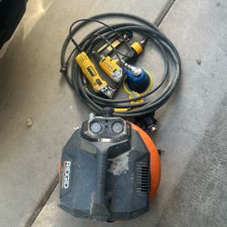 Compressor. Air Hose .orbital Pin Nailer. Grinder And Heat Gun 
