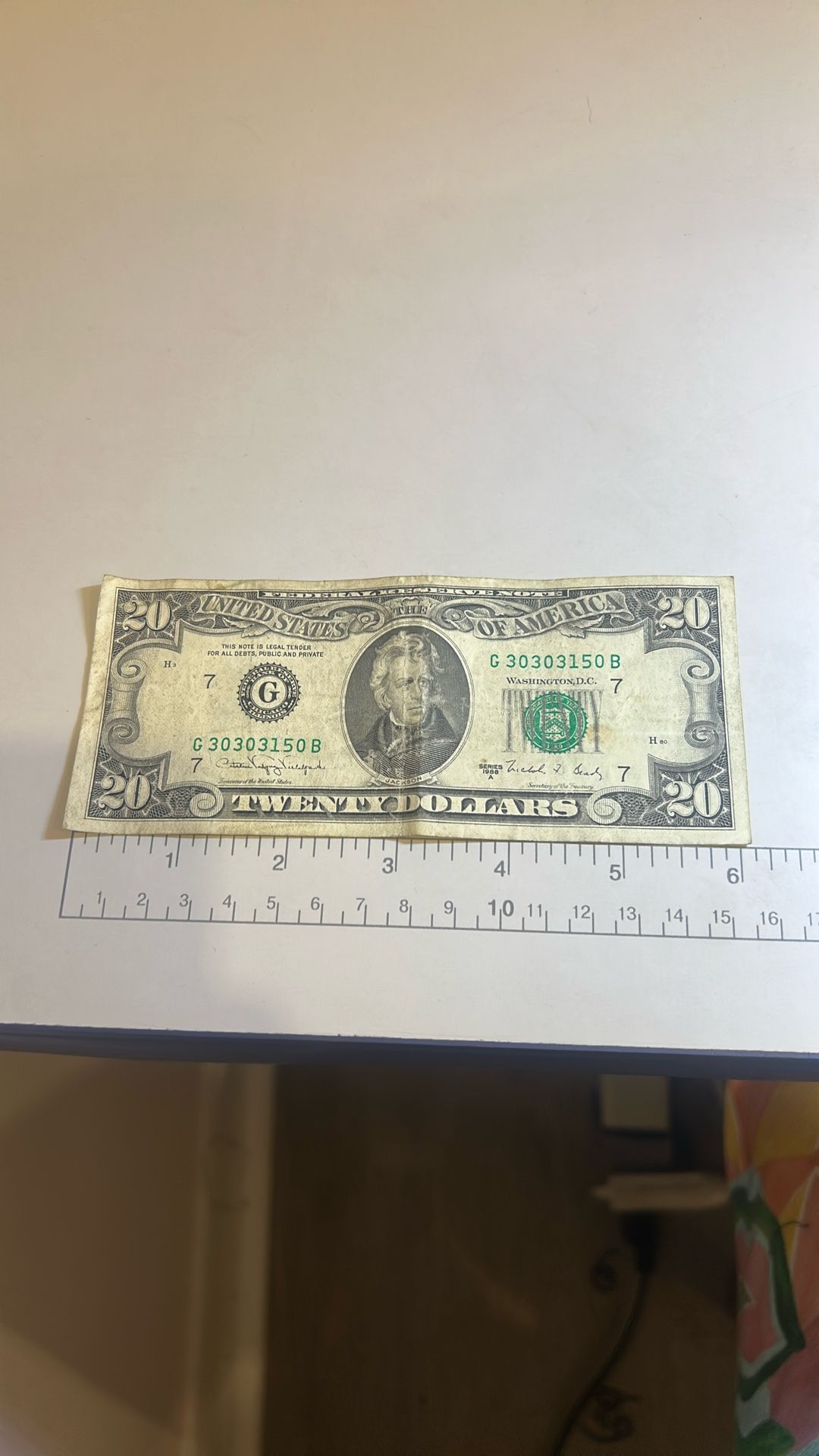 1988 Series A 20 Dollar Bill 