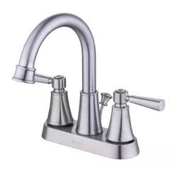 Glacier Bay Melina 4 in. Centerset Double Handle High-Arc Bathroom Faucet in Brushed Nickel @E4-422