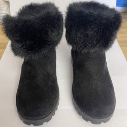 Kids Black Faux Fur Winter Boots