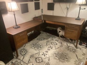 Vintage Mahogany L-shaped Desk