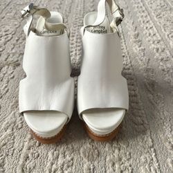 White Thick Heel Sandals 