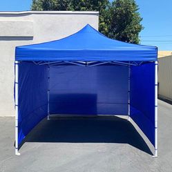 New in box $129 Heavy Duty White 10x10 ft Canopy with 3 Sidewalls EZ Popup Outdoor Gazebo, Carry Bag