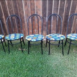 5 Black Metal Frame Chairs 