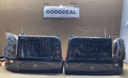 #106 Fit 92-96 F150/250/350/bronco. Smoked Headlight Pair 