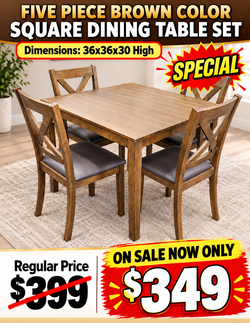 New stock special 5838 Dining Hazel wood 5pc dining table set special