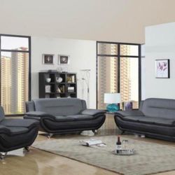 Super Modern Sofa 🛋️  Grey Black leather Like  🩶
