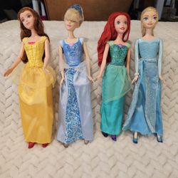 4 Barbie S 💕 Dolls Princess 👸  Belle,Cinderella, Ariel, Elsa Frozen Disney Movies Barbies Dolls