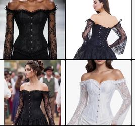 Corset Lace Ruched Sleeves Elegant Overbust