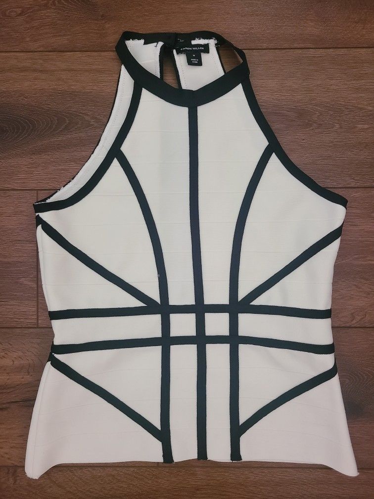 NWOT Karen Millen Bandage Knit Contrast Halter Top sz M