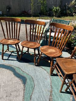 Set of 3 Wooden Windsor Dining Chairs