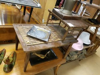 Baumritter min century modern dark wood grain style end table