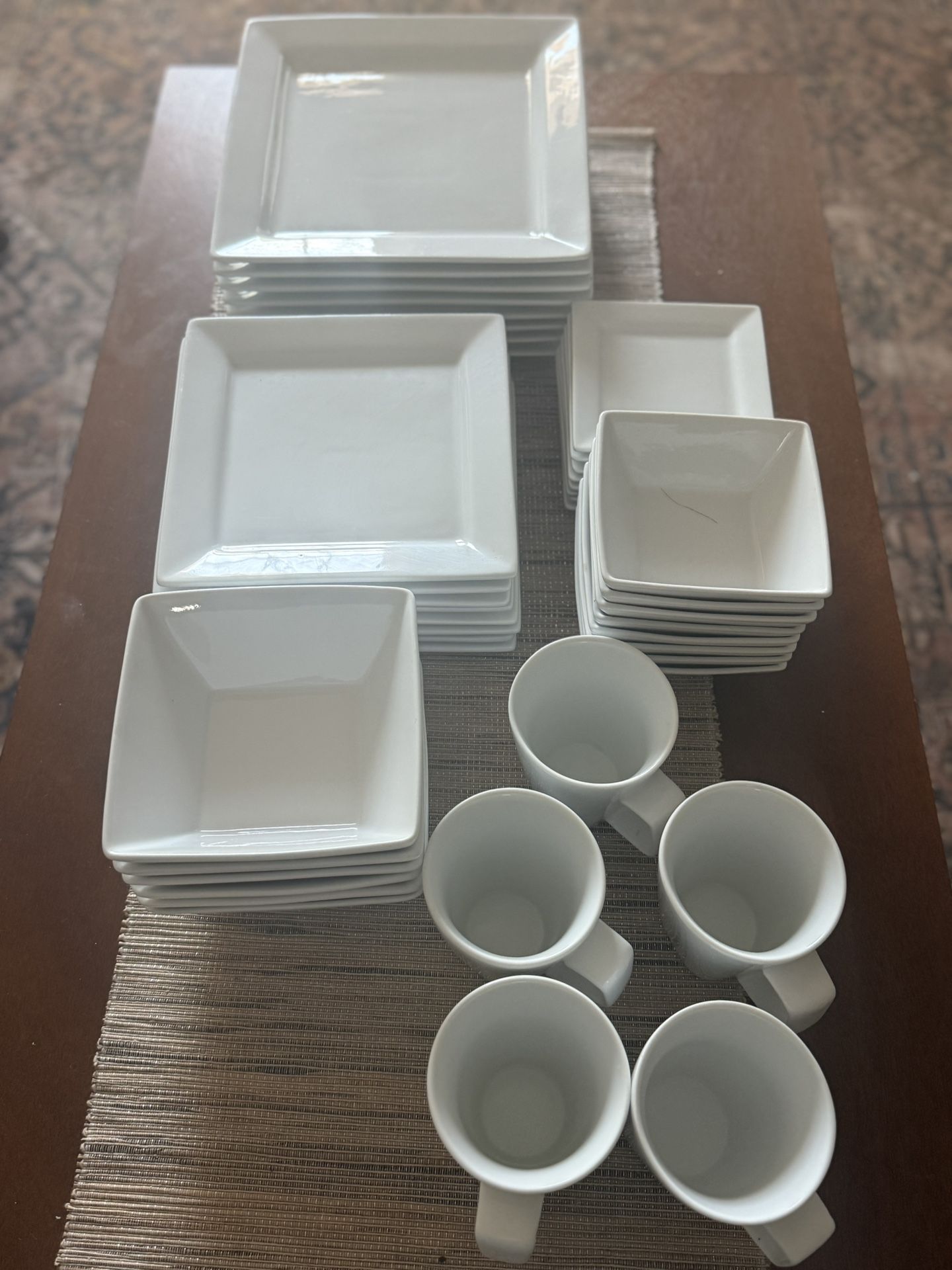 43-piece White Square Porcelain Dinnerware Set