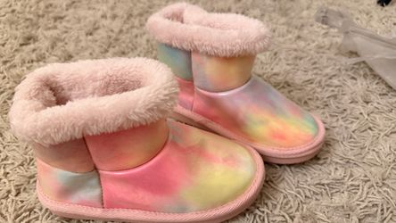 Girls size 11 Tie-Dye Faux Fur Lined Boots shoes Rain