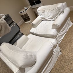 2 white couch chairs