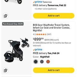 50% off original price. B O B Wayfinder Travel System Infant Stroller/ Fitness Stroller
