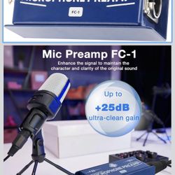 Mic Preamp Gain for Podcasting, Studio Recording & Live Performance, Mic Booster to Boost Signal Strength & Improve Sound Clarity, Compatible with Clo