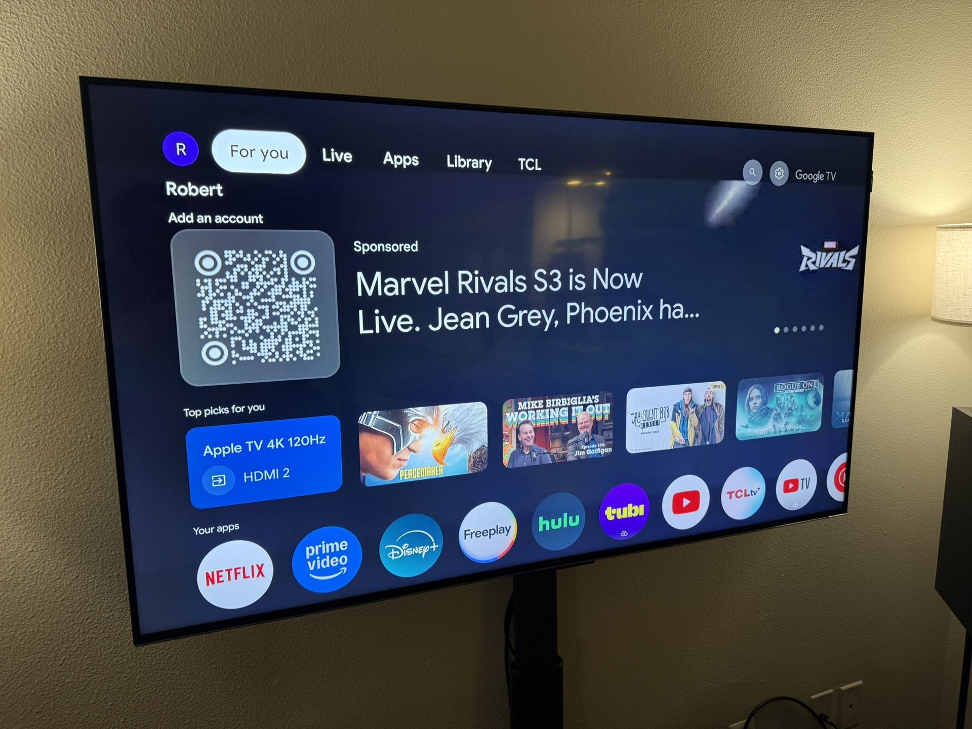 TCL 4K QLED 55” Smart TV 120Hz