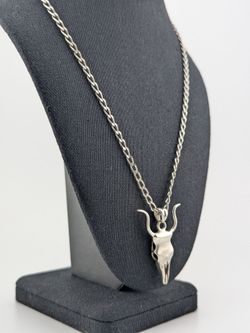 ✨ Sterling Silver Bull Skull Pendant Necklace ✨