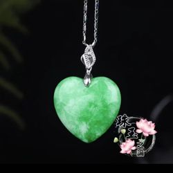 Natural Malaysian Jade Heart-Shaped Pendant