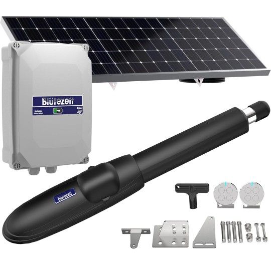 Solar Swing Gate Opener, 880lb Single-Arm Operator with Built-in 24V Lithium Battery & 25W Solar Panel
