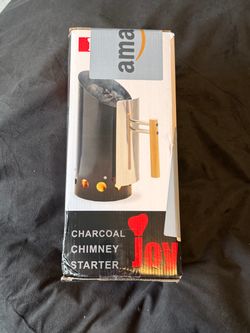 * JOYAGRILL CHARCOAL, CHIMNEY, STARTER BLACK 16.5cm / 6.5” height 37cm/ 14.57” )(A17 RED)