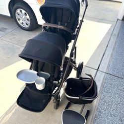 Fully Loaded Cybex Gazelle Double Stroller With Kid Board 