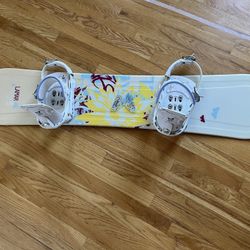 123 Lamar Foxie Blem Snowboard and Salomon The Grace Womens Boot Bindings
