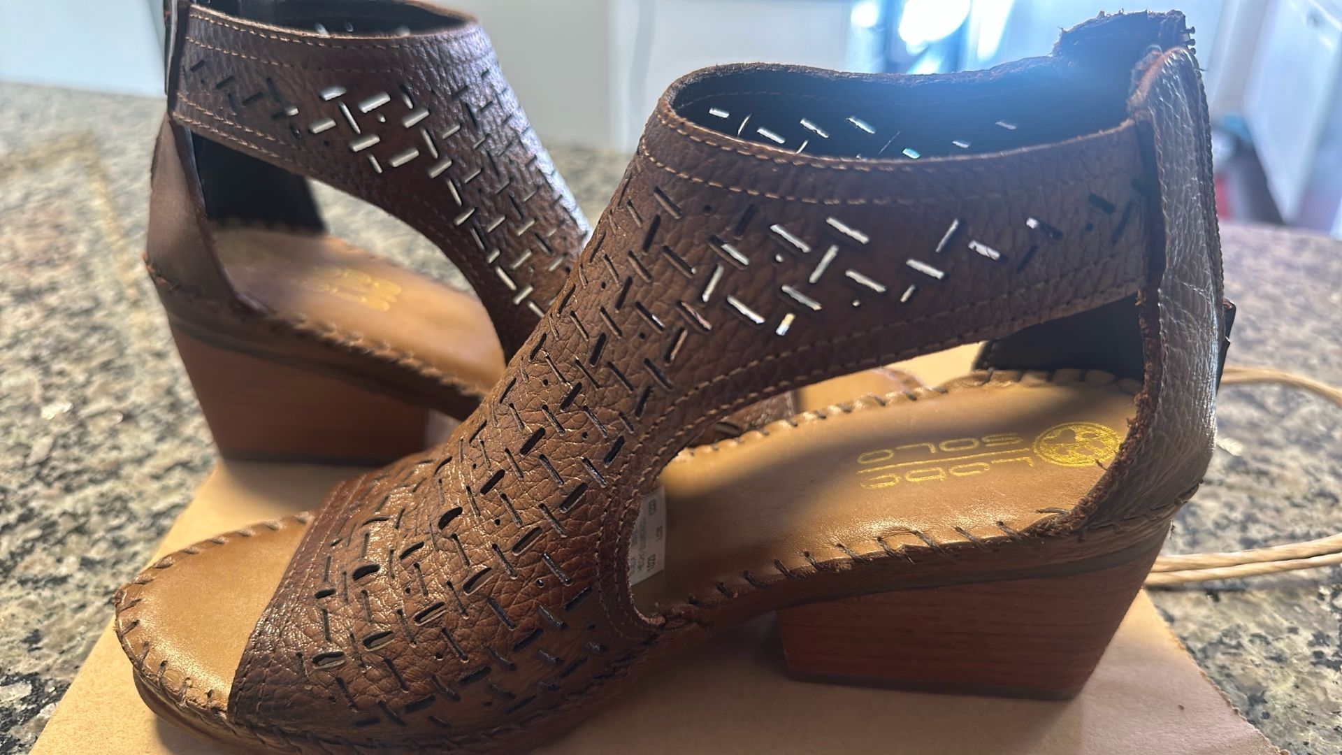Brown Real Leather Wedges