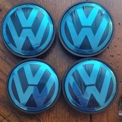 4PCS- OE VW Volkswagen 65mm Black Chrome Alloy Wheel Center Cap Cover Hub Set