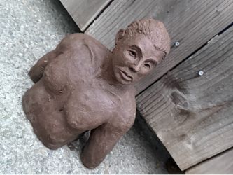 VINTAGE ANTIQUE AFRICAN MALE TORSO CAST IRON STATUE