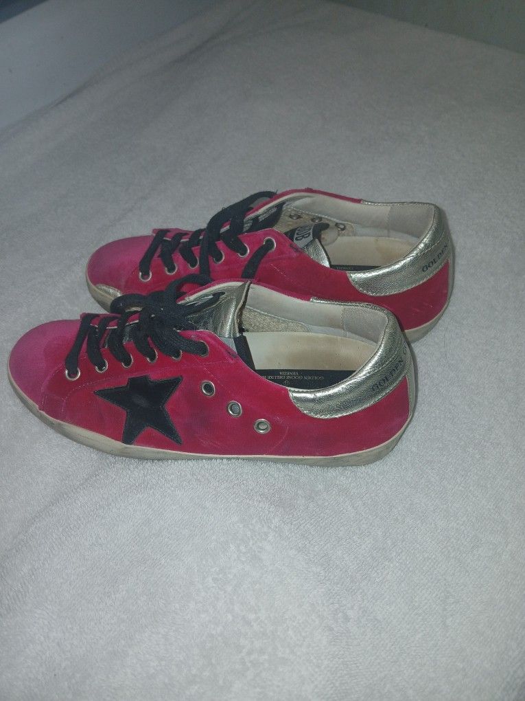 GOLDEN GOOSE DELUXE BRAND PINK VELVET SNEAKER SHOES LADIES SIZE 36 ( US 5.5 OR 6) Made In Italy