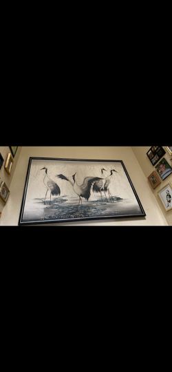 Franco Sunset & Cranes Tropical Landscape Painting Price: 550 Dimensions: W62 H42.5