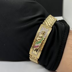 14k Solid gold Rolex Braceler With San judas Charm