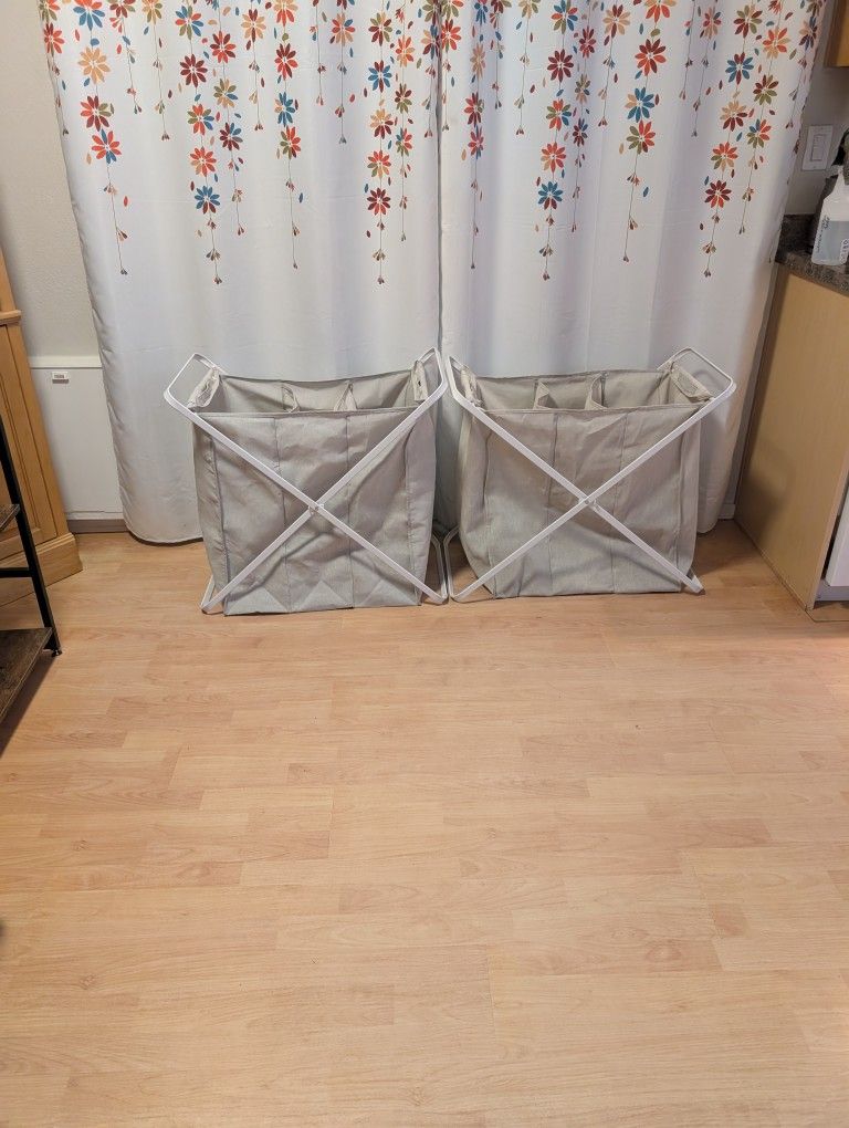 Pair Of Sorting Laundry Hampers