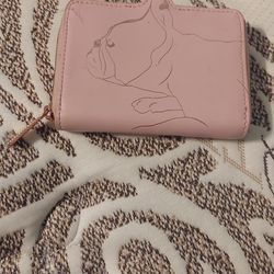 Ted Baker London Pink Leather Bulldog Zip Wallet Coin Purse