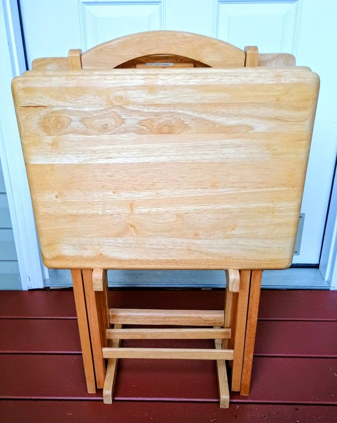 3 Solid Wood TV Trays 