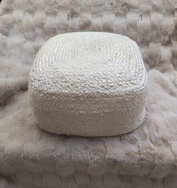 Woven Square Jute Pouf Ottoman