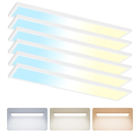 6PACK 1x4 LED Flat Panel Light Surface Mount, 3000/4000/5000k ...